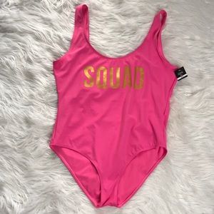 🏵️Donated 10/25 XL pink gold Squad one piece bathing suit swimsuit
